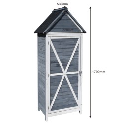 Puinen puutarhakaappi harmaa 77x53x179 cm harjakatto ja bitumieriste