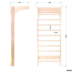 Toboli seinäpuomi 220 cm, lakattu mänty, korkeussäädettävä tanko, 150 kg