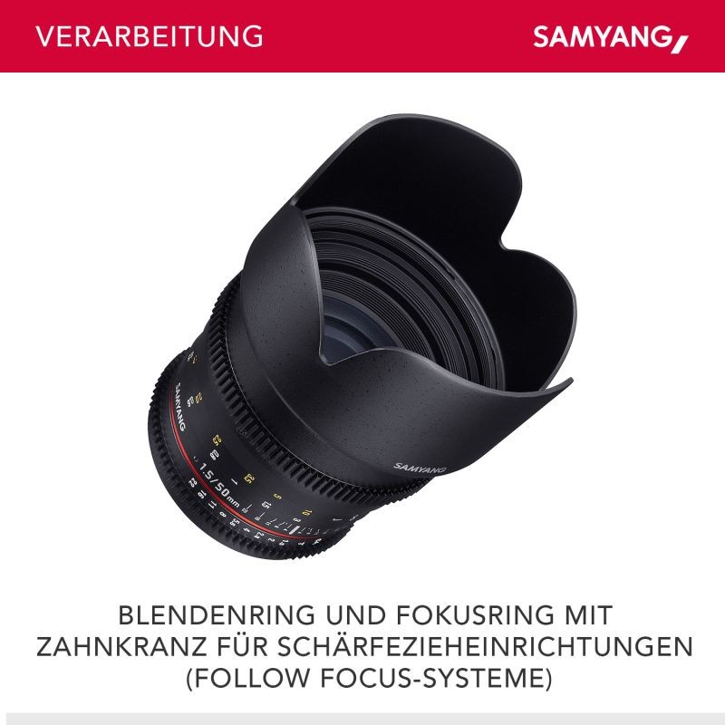 Samyang MF 85mm T1,5 Video DSLR II -objektiivi Canon EF