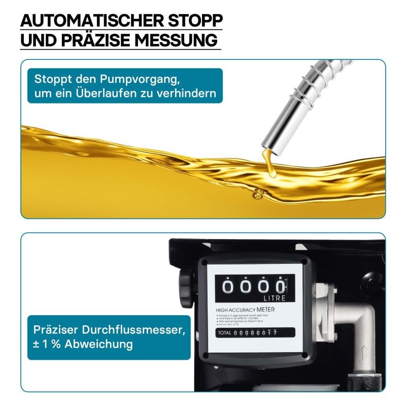 Diesel- ja lämmitysöljypumppu 550 W 230 V 50 l/min, itseimevä, automaattinen pistooli