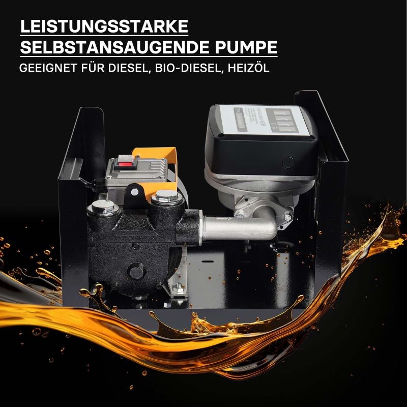 Diesel- ja lämmitysöljypumppu 550 W 230 V 50 l/min, itseimevä, automaattinen pistooli