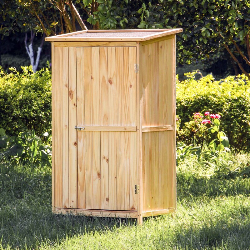 Puinen pihavarasto bitumikatolla, luonnonvärinen, 910 x 585 x 1500 mm