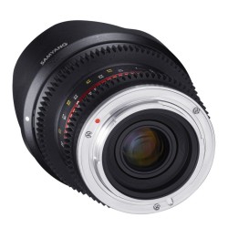 Samyang MF 12 mm T2,2 Video-objektiivi MFT APS-C, portaaton aukko ja Follow Focus -hammasrattaat