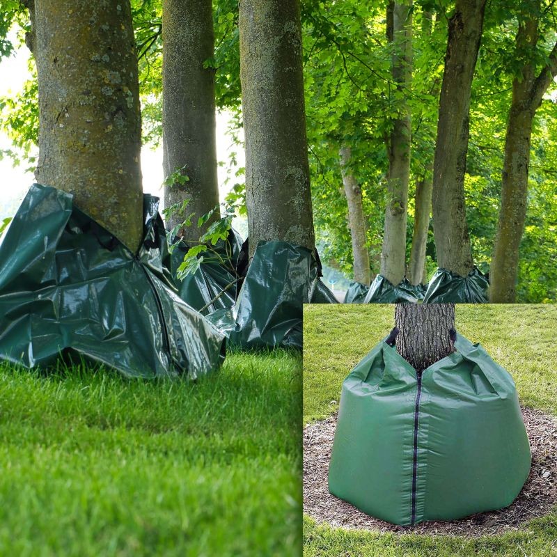 Kastelupussit puille 20 kpl, 75 l, PVC, vihreä, puun paksuus 35-40 mm