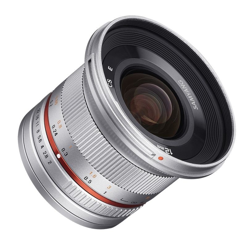 Samyang 12mm F2.0 kiinteä laajakulmaobjektiivi Sony E-mount APS-C, manuaalinen tarkennus, hopea