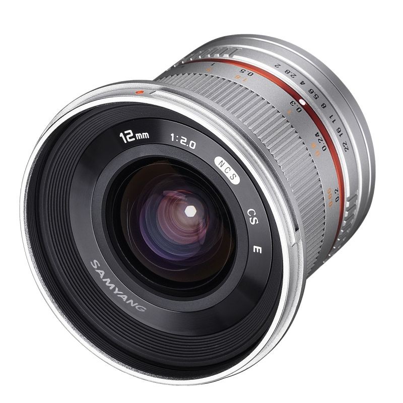 Samyang 12mm F2.0 kiinteä laajakulmaobjektiivi Sony E-mount APS-C, manuaalinen tarkennus, hopea