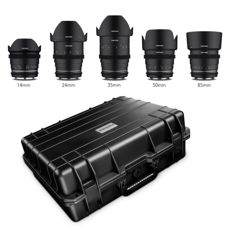 Samyang VDSLR MK2 MF video-objektiivisetti Canon EF 14mm 24mm 35mm 50mm 85mm suojalaukulla