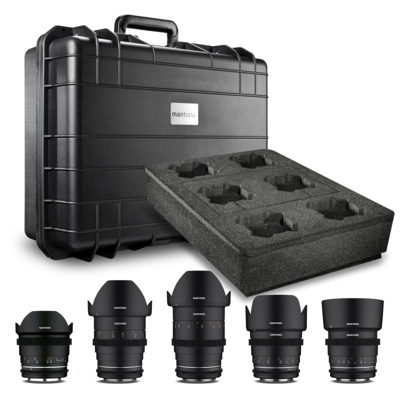 Samyang VDSLR MK2 MF video-objektiivisetti Canon EF 14mm 24mm 35mm 50mm 85mm suojalaukulla