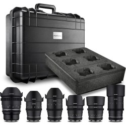 Samyang VDSLR MK2 video objektiivisetti MFT 14mm 24mm 35mm 50mm 85mm 135mm ja suojalaukku