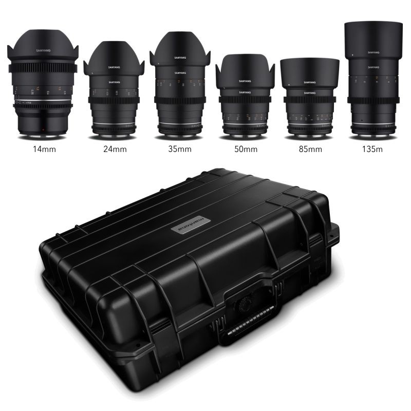Samyang VDSLR MK2 video-objektiivisetti MFT 14mm, 24mm, 35mm, 50mm, 85mm, 135mm ja suojalaukku