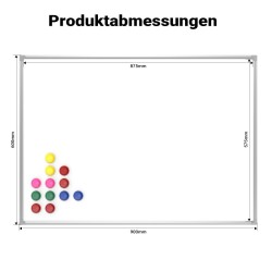 Magneettinen whiteboard 60x90 cm, kynäteline ja 12 magneettia