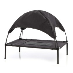 Lemmikkipedi ulkokäyttöön katoksella musta 60 x 45 x 16 cm max 15 kg
