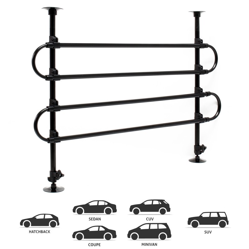 Koiraportti autoon Modell A, säädettävä 60-117 cm x 82-140 cm, musta