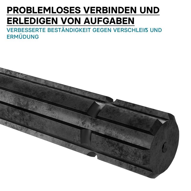 Uritusakseli BT2 300 mm 6-hammasinen traktorin voimanottoakselille AISI 1045 -teräs musta