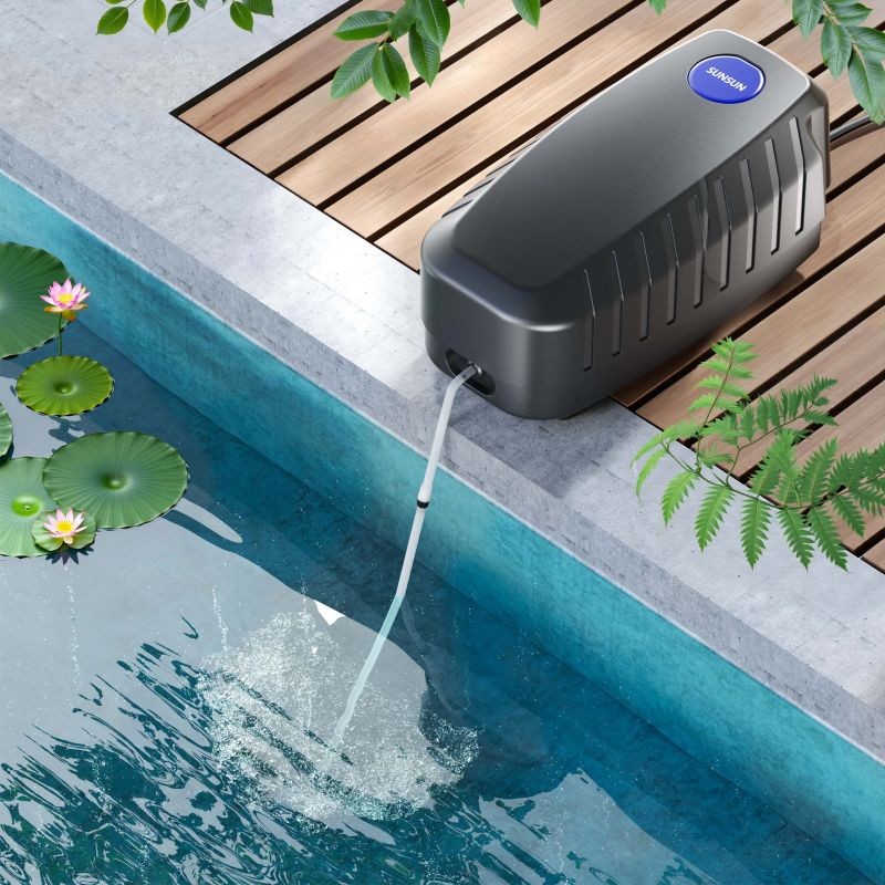 SunSun CAP-10 happipumppu 4 W, 3 m³ akvaarioon ja lampiin, 4 ilmaulostuloa, ilmakivi ja takaiskuventtiili