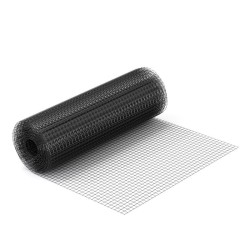 Sinkitty PVC-pinnoitettu teräsverkko musta 1x5 m, 25x25 mm, 1,42 mm