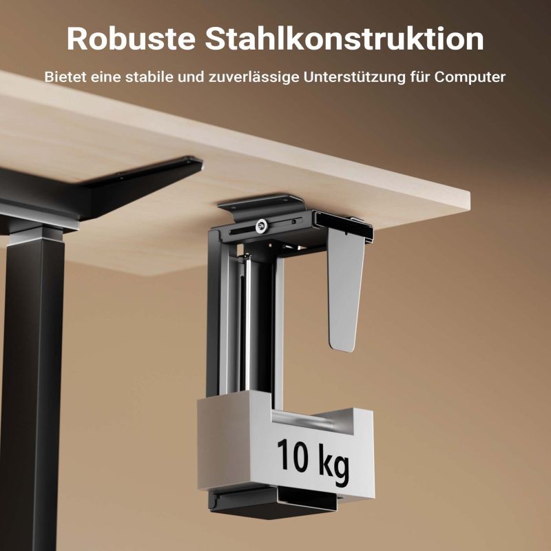 Tietokoneen pidike pöydän alle, 360° kääntyvä, portaattomasti säädettävä, musta, max 10 kg