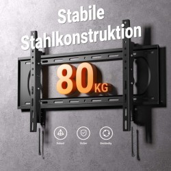 Television seinäteline, teräs, musta, kantavuus 80 kg