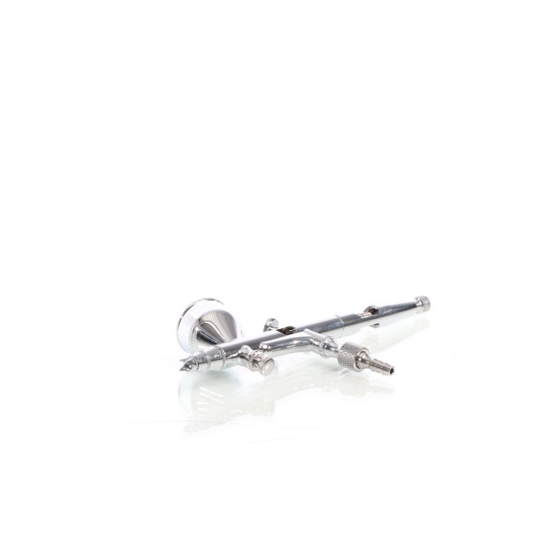 Airbrush-pistooli Typ 180 Double-Action, suutin 0,3 mm, 7 ml maalikuppi, hopea, adapteri mukana