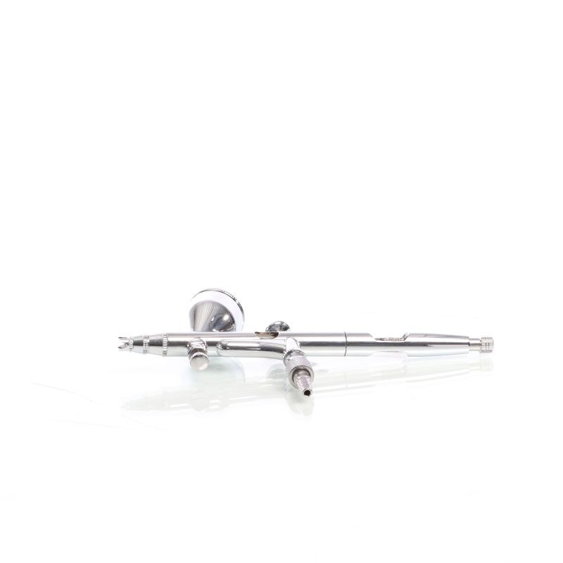 Airbrush-pistooli Typ 180 Double-Action, suutin 0,3 mm, 7 ml maalikuppi, hopea, adapteri mukana