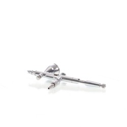 Airbrush-pistooli Typ 180 Double-Action, suutin 0,3 mm, 7 ml maalikuppi, hopea, adapteri mukana