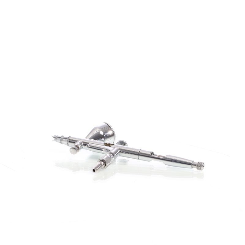 Airbrush-pistooli Typ 180 Double-Action, suutin 0,3 mm, 7 ml maalikuppi, hopea, adapteri mukana