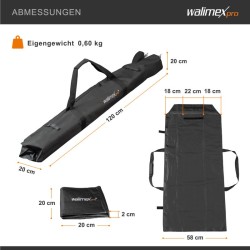 Walimex pro Vario jalustalaukku 120 cm, 1200 x 580 x 200 mm, musta, 3 jalustaa