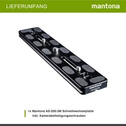 Mantona AS 200 2M Arca Swiss yhteensopiva pikavapautuslevy 200 x 38 mm alumiini
