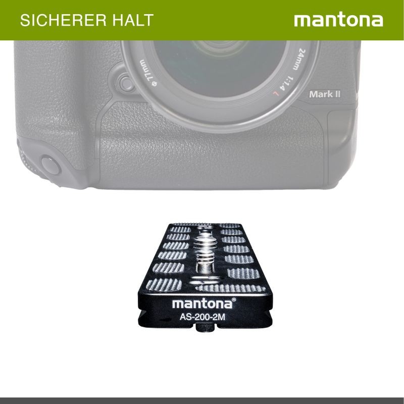 Mantona AS-200-2M Arca-Swiss-yhteensopiva pikavapautuslevy 200 x 38 mm alumiini