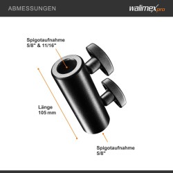 Walimex pro Spigot-adapteri, painevalumetalli, musta, 2 lukitusruuvia, valojaloille ja nivelvarsille