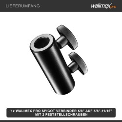 Walimex pro Spigot-adapteri, painevalumetalli, musta, 2 lukitusruuvia, valojaloille ja nivelvarsille
