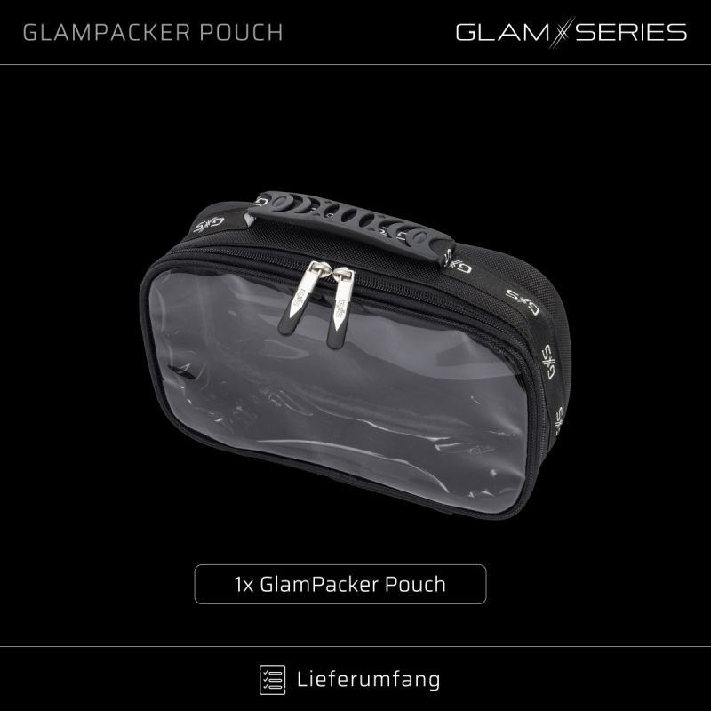 GlamSeries GlamPacker Pouch meikkien ja siveltimien järjestin, 270 x 165 x 75 mm, musta