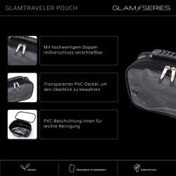 GlamSeries GlamTraveler Pouch meikkiorganisaattori 270 x 165 x 75 mm, musta, PVC-pinnoitettu