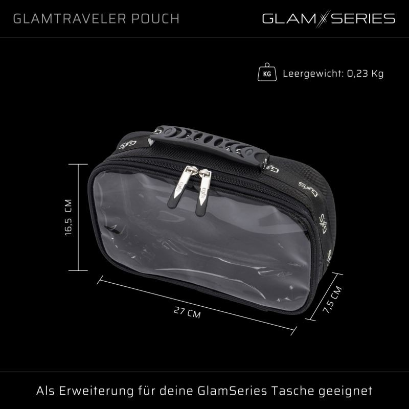 GlamSeries GlamTraveler Pouch meikkiorganisaattori 270 x 165 x 75 mm, musta, PVC-pinnoitettu