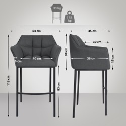 Damaso baarijakkara huopaverhoilulla ja neljällä jalalla