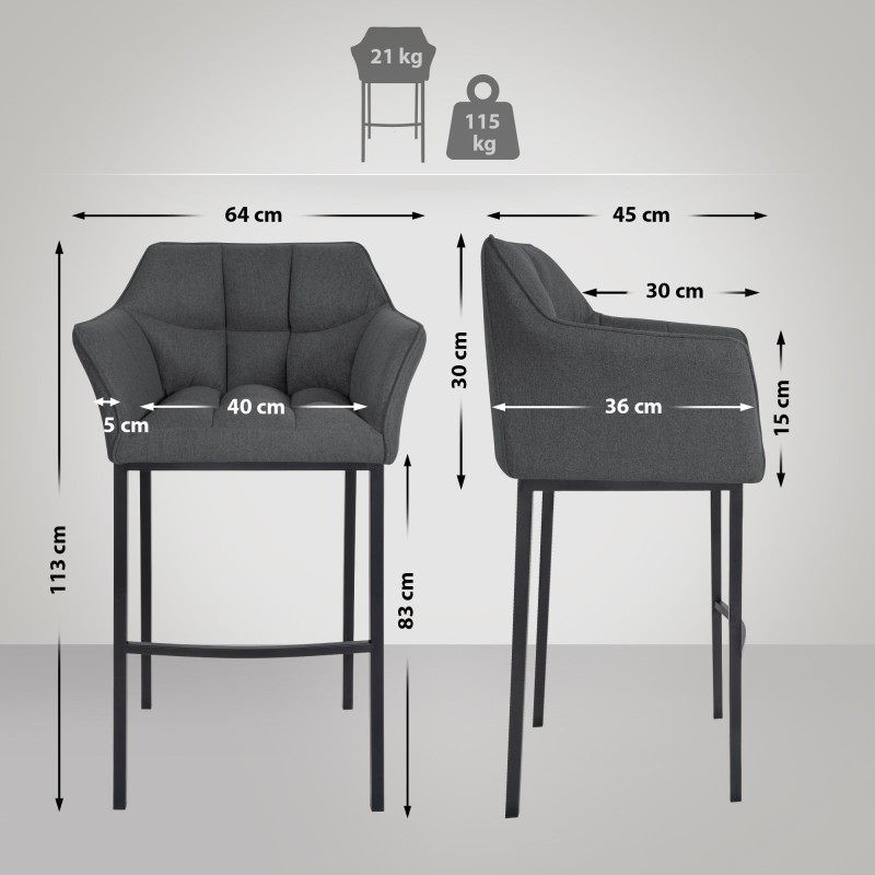 Damaso baarijakkara huopaverhoilulla ja neljällä jalalla