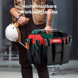 Taitettava työkalulaukku 23 lokeroa, 25 x 23 x 28 cm, max 25 kg, vedenkestävä 600D-polyesteri, punainen ja musta