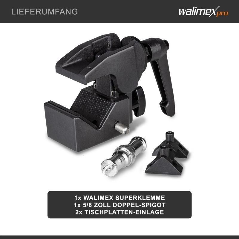 Walimex Superkiinnike musta 90 x 50 x 100 mm, kiinnitysalue 10-60 mm, spigot-liitäntä
