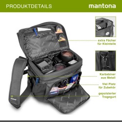 Mantona Neolit II kameralaukku, musta, vedenhylkivä, sadesuojalla, muokattava sisätila