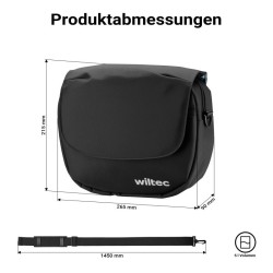 Pyörän ohjaustangon laukku 5 l, musta, 26,5 x 9 x 21,5 cm, olkahihnalla