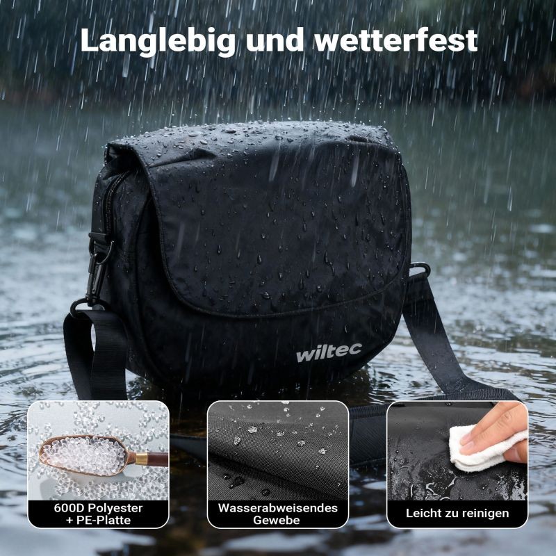 Pyörän ohjaustangon laukku 5 l, musta, 26,5 x 9 x 21,5 cm, olkahihnalla
