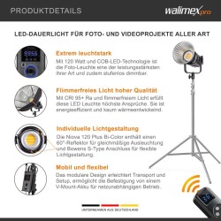 Walimex pro Niova 120 Plus Bi-Color 120 W COB LED-studiovalo ja videovalo heijastimella