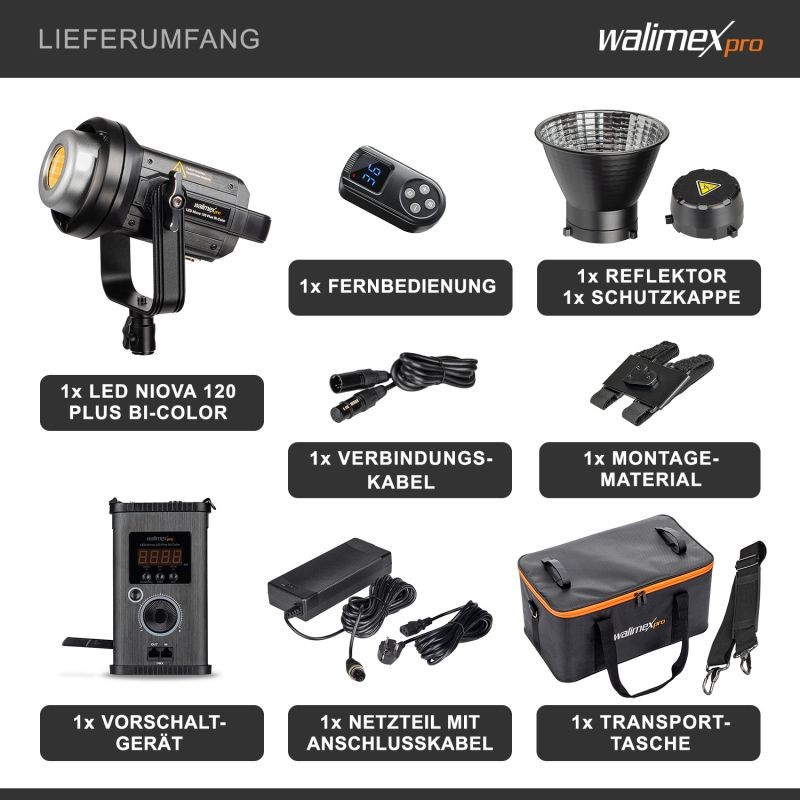 Walimex pro Niova 120 Plus Bi-Color 120 W COB LED-studiovalo ja videovalo heijastimella