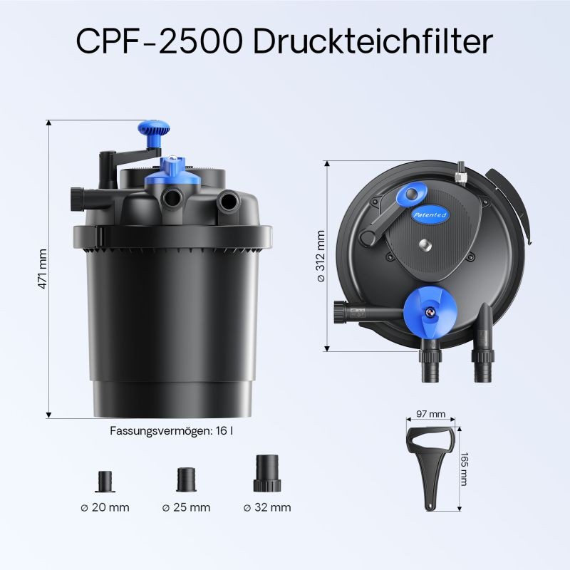 SunSun CPF-2500 lampisuodatinsetti 6000 l, 11 W UV-C, NEO-2800 SuperECO pumppu 3000 l/h, 5 m letku 32 mm