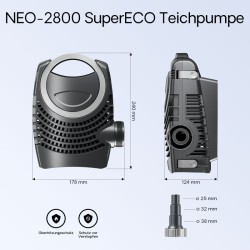 SunSun CPF-2500 lampisuodatinsetti 6000 l, 11 W UV-C, NEO-2800 SuperECO pumppu 3000 l/h, 5 m letku 32 mm