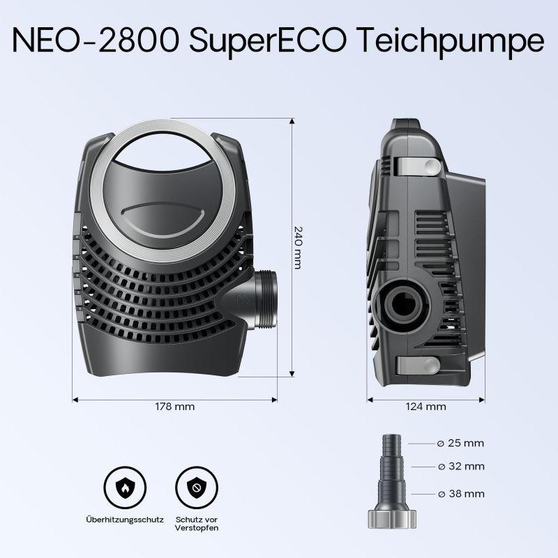 SunSun CPF-2500 lampisuodatinsetti 6000 l, 11 W UV-C, NEO-2800 SuperECO pumppu 3000 l/h, 5 m letku 32 mm