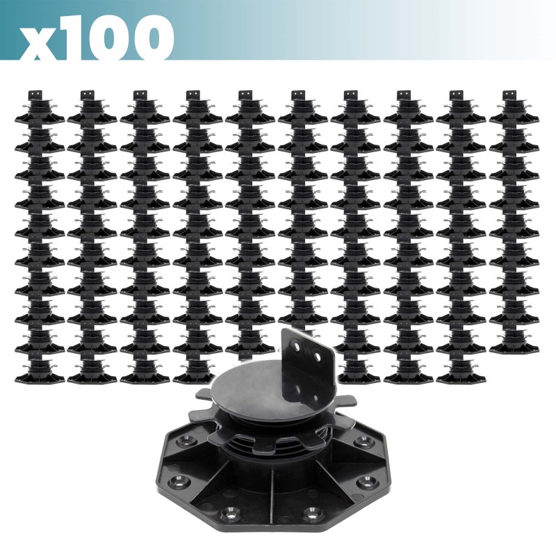 XPOtool Säädettävät terassijalat 100 kpl, 33–64 mm, 2700 kg, musta