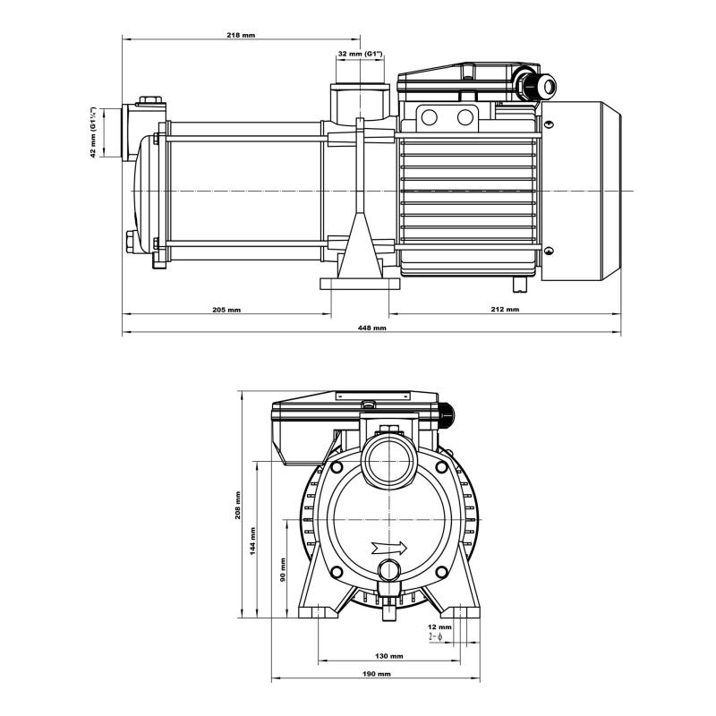 XPOtool Monivaiheinen keskipakopumppu 1100 W 8700 l/h nostokorkeus 52 m imukorkeus 8 m