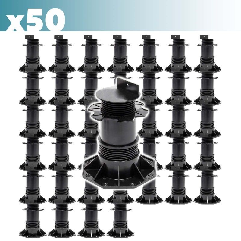 XPOtool Säädettävät terassijalat, 50 kpl, 137–215 mm, 2700 kg, musta