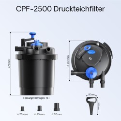 SunSun CPF-2500 painesuodatinsetti 6000 l, 11 W UV-C, NEO-3800 SuperEco pumppu 3600 l/h, 5 m letku 32 mm